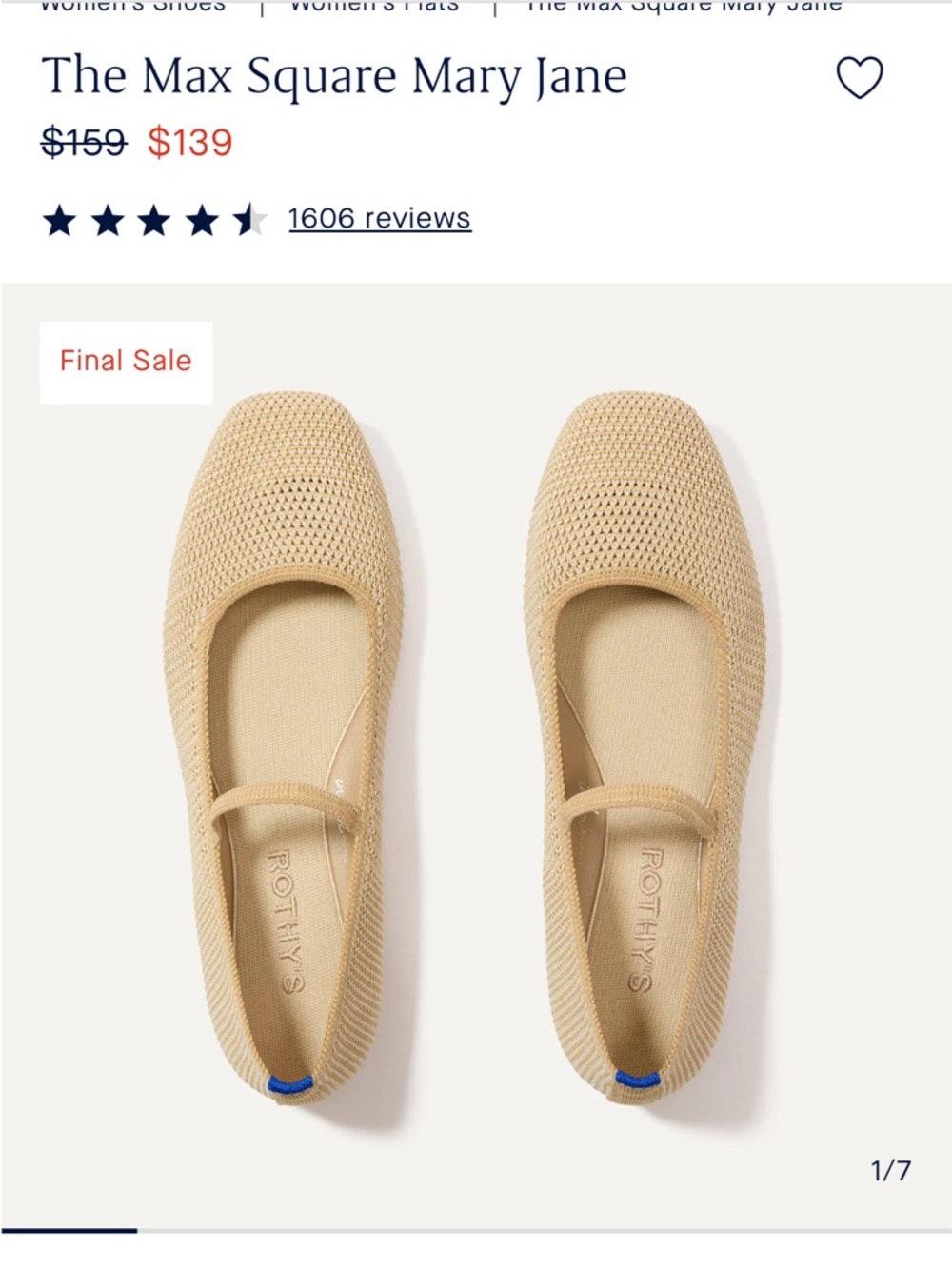 Rothy’s The Max Square Mary Jane Cream Raffia Knit Flats 8.5